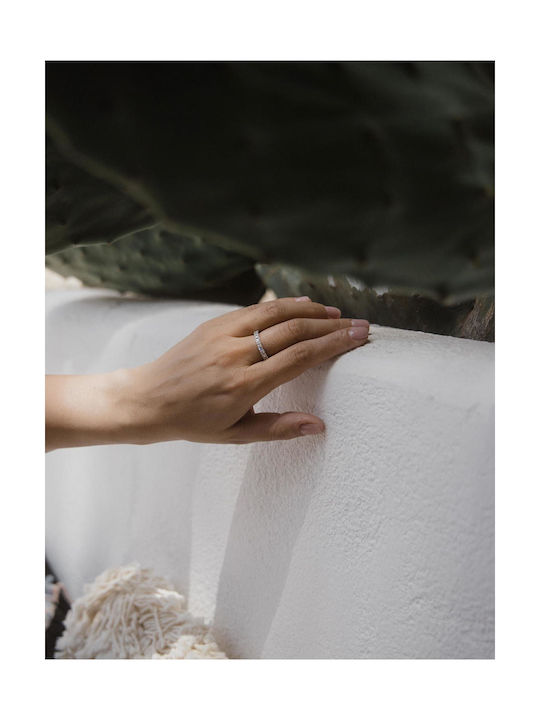 Themelidis Jewels Γυναικείο Δαχτυλίδι Μισόβερο με Ζιργκόν από Λευκόχρυσο 14Κ