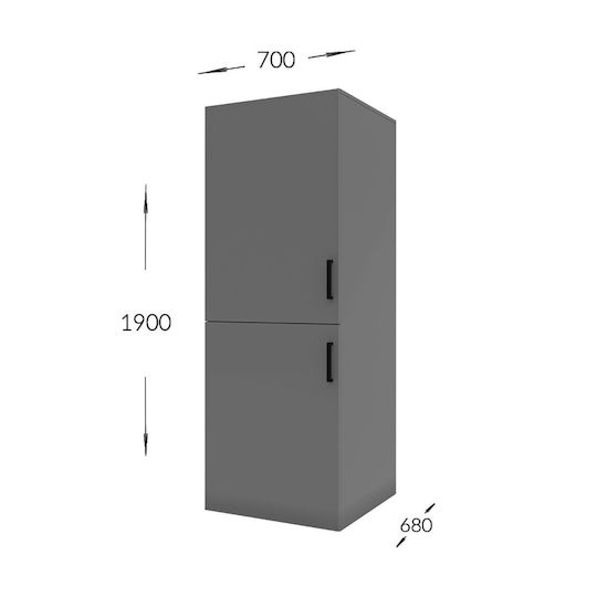Alphab2b Bathroom Cabinet Laundry L70xW68xH190cm Gray