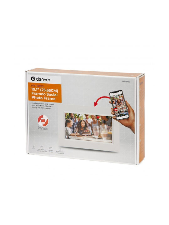Denver Frameo PFF-1015 Digital Photo Frame with Touch Screen 10.1" Resolution 1280x800 with WiFi White PFF-1015W