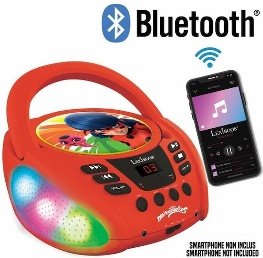 Lexibook Miraculous Ladybug Преносима Аудиосистема с Bluetooth CD Червен