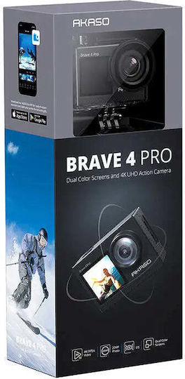 Akaso Brave 4 Pro Action Camera 4K Ultra HD Underwater (with Case) with Touch Screen 1.4" Black