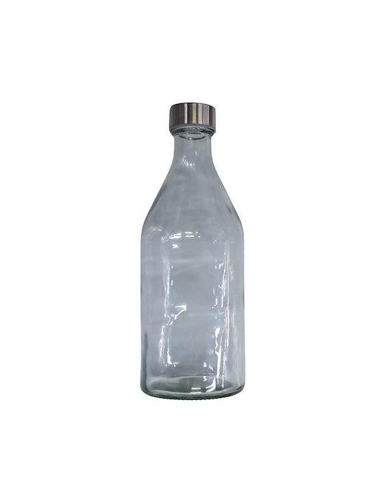 Sidirela Glass Water Bottle with Screw Cap Transparent 1000ml