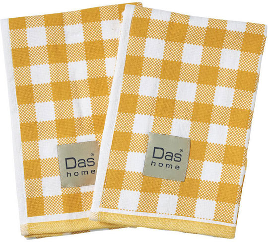 Das Home 0712 Geschirrtuch aus 100% Baumwolle in Gelb Farbe 40x65cm 2Stück