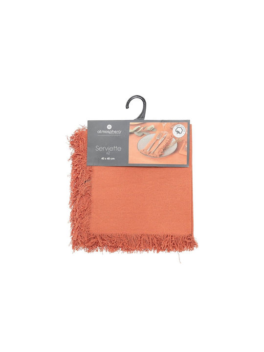 Atmosphera Maha Kitchen Towel Made of 100% Cotton in Orange Colour 40x40cm 2 Pieces