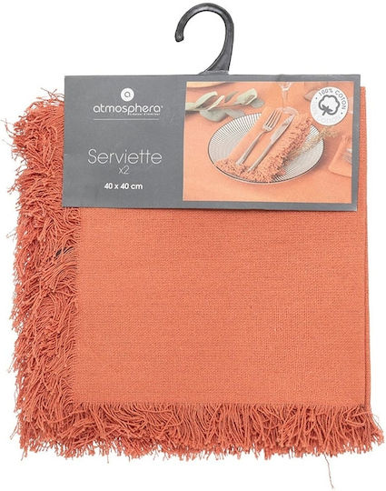 Atmosphera Maha Kitchen Towel Made of 100% Cotton in Orange Colour 40x40cm 2 Pieces