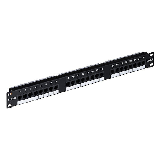 Q-Lantec Unshielded Patch Panel for Rack 1U 19" with 50 cat5e Ports Black