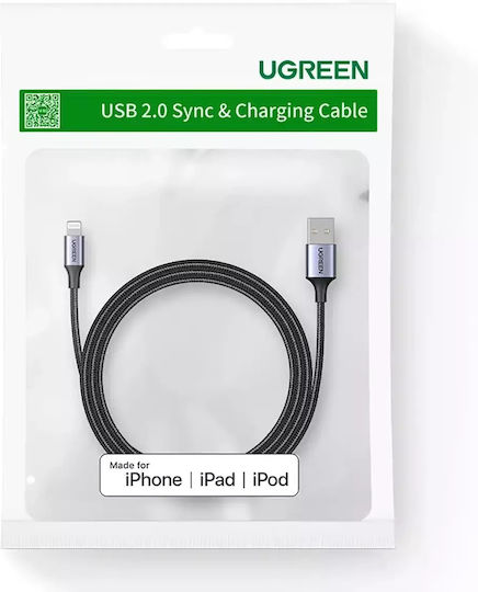 Ugreen US199 Geflochten USB-A zu Lightning Kabel Schwarz 2m (60158)