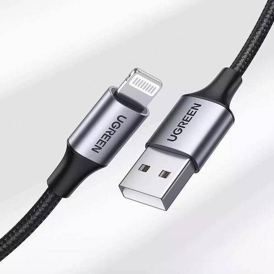 Ugreen US199 Geflochten USB-A zu Lightning Kabel Schwarz 2m (60158)