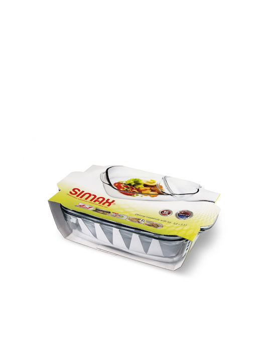 Simax Dutch Oven Rectangular Glass with Glass Lid 37.5x22.5cm 1pcs