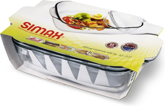 Simax Oală Dreptunghiulară de Sticlă cu Capac de Sticlă 37.5x22.5cm 1buc