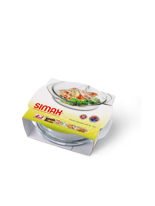 Simax Oală Rotundă de Sticlă cu Capac de Sticlă 27x27cm 1buc
