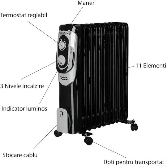 Hausberg Öl-Heizkörper mit 11 Rippen 2500W