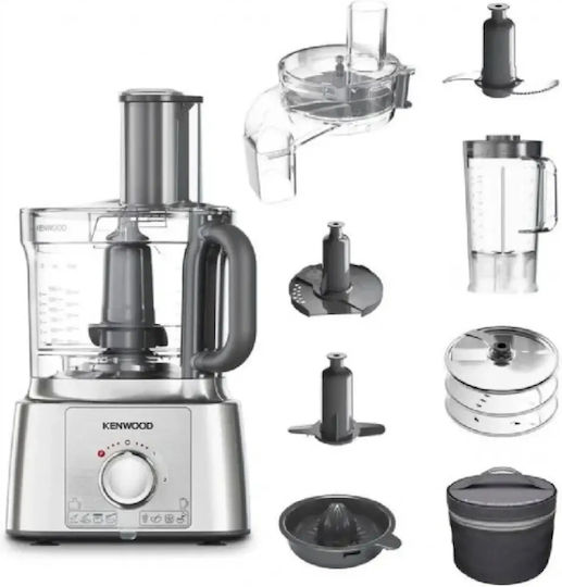Kenwood Πολυμίξερ 1000W με Κάδο 3lt και Κανάτα Μπλέντερ Ασημί