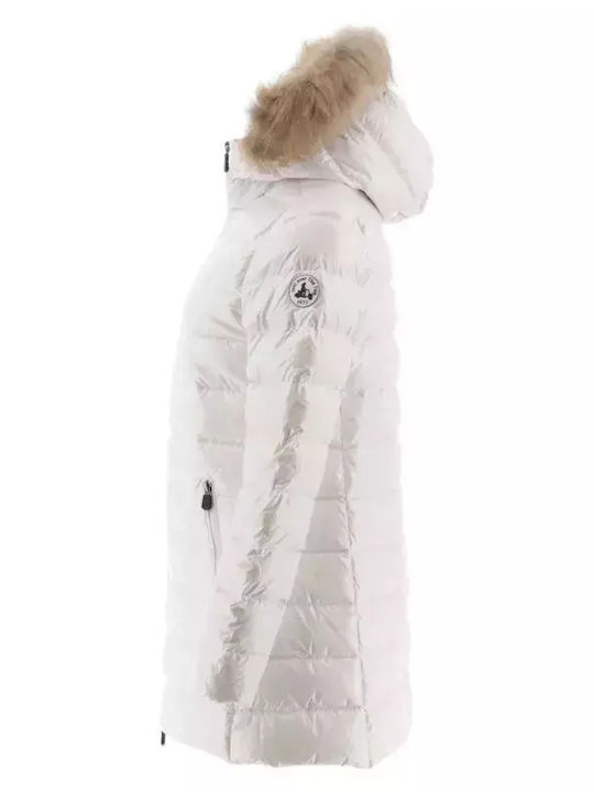 Just Over The Top Women's Long Lifestyle Jacket for Winter with Hood Lilas, Blanc