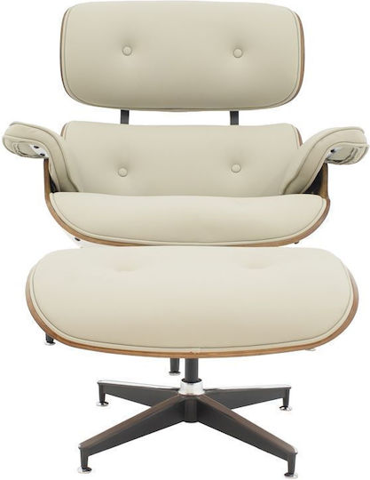 Jenna cu Puf din Piele Ecologică Beige-walnut 82x92x82cm