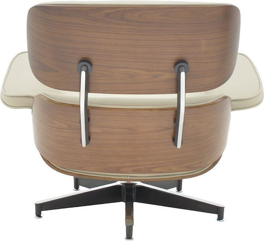 Jenna cu Puf din Piele Ecologică Beige-walnut 82x92x82cm