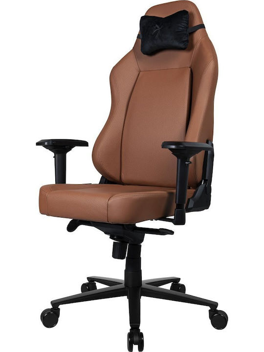 Arozzi Primo Full Premium Leather Δερμάτινη Καρέκλα Gaming με Ρυθμιζόμενα Μπράτσα Καφέ