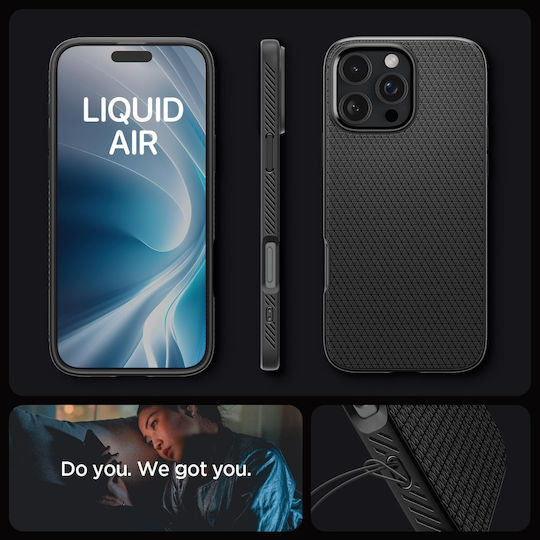 Spigen Liquid Air Umschlag Rückseite Silikon 0.3mm Matte Black (iPhone 17 Pro / iPhone 16 Pro)