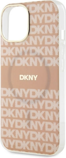 DKNY Repeat Pattern Tonal Stripe Back Cover Plastic / Silicon Roz (iPhone 15)