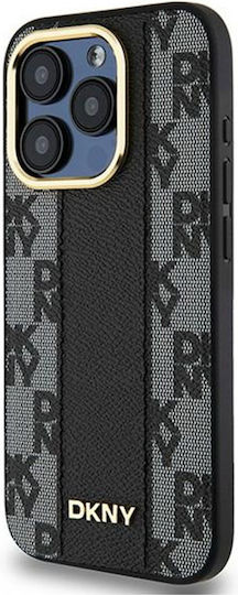 DKNY Leather Checkered Mono Pattern Magsafe Back Cover Δερματίνης / Δερμάτινο Μαύρο (iPhone 15 Pro)