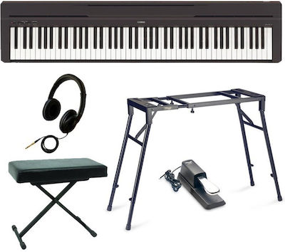 Yamaha Electric Stage Piano P-45 Mega Set with 88 Weighted Keys Built-in Speakers and Connection with Headphones and Computer Black