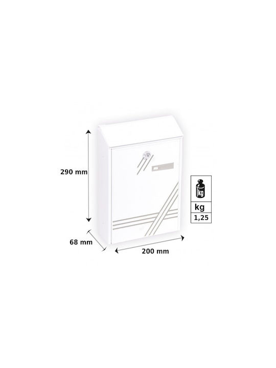 Viometal LTD Granada 99 Outdoor Mailbox Metallic in Silver Color 20x6.8x29cm
