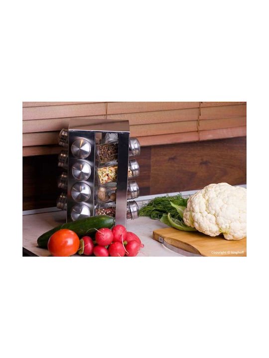 KING Hoff Inox Tabletop Rotating Spice Rack Gray 16pcs