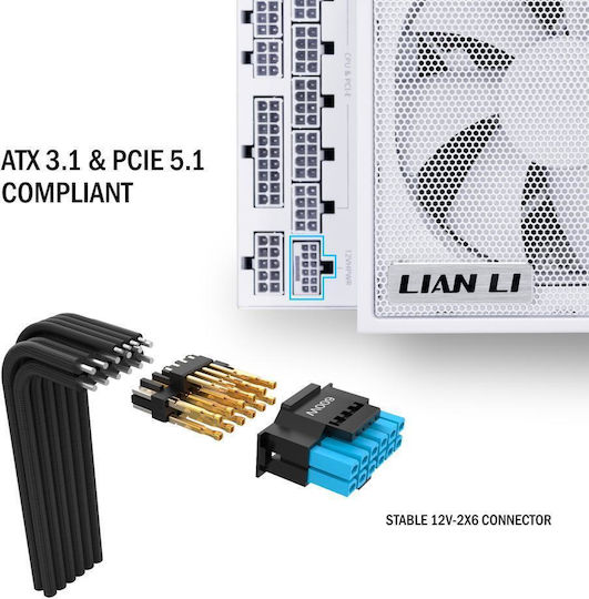 Lian Li EG1300 1300W Λευκό Τροφοδοτικό Υπολογιστή Full Modular 80 Plus Platinum