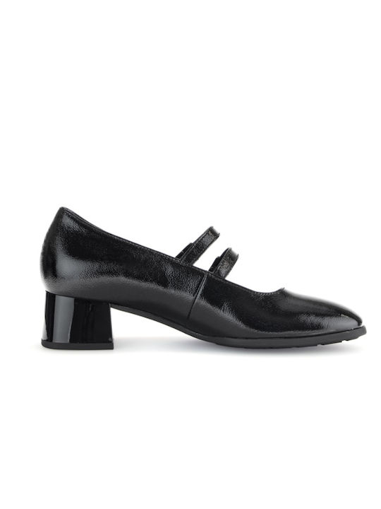 Leder Pumps mit Riemchen Schwarz