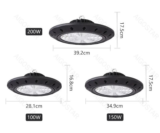 Aigostar Commercial Bell Light 100W Cool White 13000lm Black