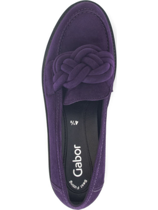 Leather Women's Moccasins in Purple Color
