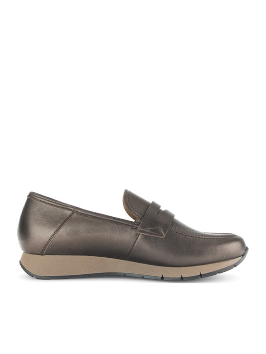 Leather Women's Moccasins in Brown Color