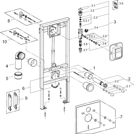 Grohe Rapid SL Εντοιχιζόμενο Πλαστικό Καζανάκι Ορθογώνιο Χαμηλής Πίεσης