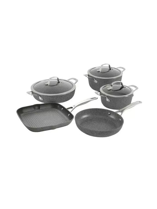 Ballarini Salina Granitium Cookware Set of Aluminum with Stone Coating Grey 5pcs