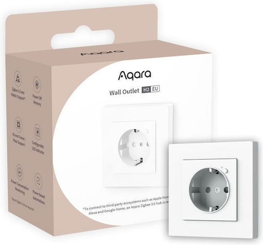 Aqara Outlet H2 Μονή Χωνευτή Πρίζα Ρεύματος Εκρού