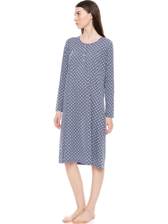 Pink Label Winter Women's Nightdress Blue Pink Label Winter Women's Nightdress Blue