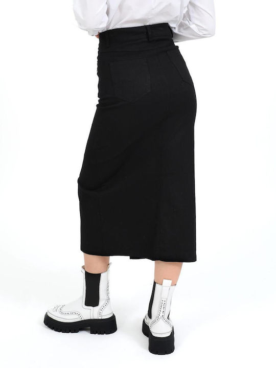 Doca High-waisted Midi Skirt Black