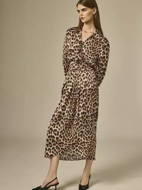 Ψηλόμεση Midi Φούστα Φάκελος Λεοπάρ Animal Print