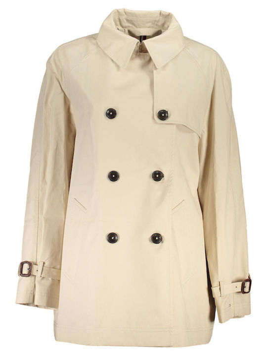 Tommy Hilfiger Women's Long Gabardine with Buttons Beige