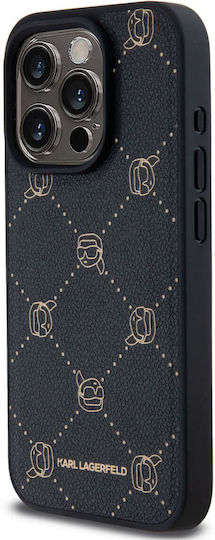 Karl Lagerfeld Karl Head Umschlag Rückseite Leder Schwarz (iPhone 15 Pro)