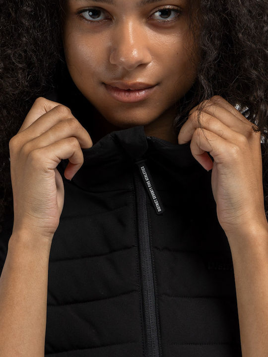 Kurze Damen Jacke mit Puffer für Winter Schwarz