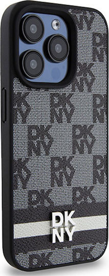 Dkny Pu Leder Karomuster Streifenhülle Iphone 15 Pro Schwarz