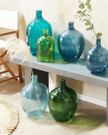 Beliani Διακοσμητικό Βάζο Glas Blau 1Stück