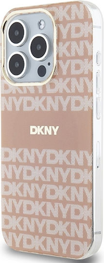 DKNY Repeat Pattern Tonal Stripe Задна корица Пластмаса / Силикон 0.5мм Розов (iPhone 15 Pro - iPhone 15 Про)