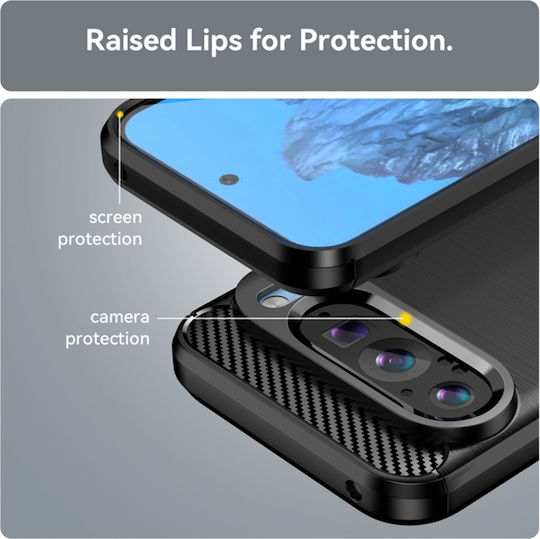 Techsuit Carbon Umschlag Rückseite Silikon Schwarz (Google Pixel 9 / 9 Pro)