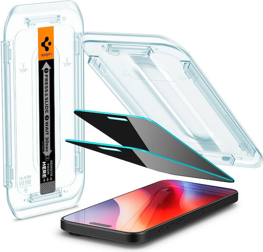 Spigen GLAS.tR EZ Fit Privacy Tempered Glass 2buc (iPhone 17 / 17 Pro / 16 Pro)