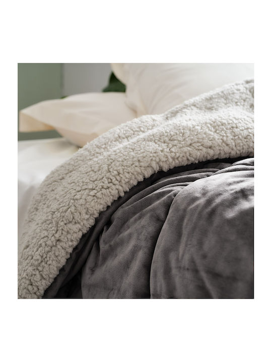 Gofis Home Комбинирано одеяло Единично 170x220бр Teddy Mystic Grey 300 г/м²Gsm