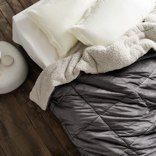 Gofis Home Комбинирано одеяло Единично 170x220бр Teddy Mystic Grey 300 г/м²Gsm