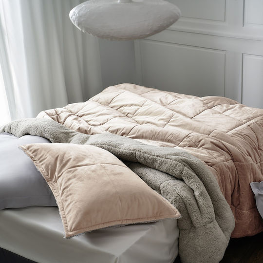 Gofis Home Husă de pătură Single 170x220cm Teddy Pearl Salmon 300 g/mp²Gsm