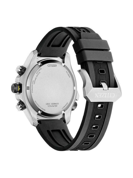 Citizen Promaster Land Ψηφιακό Ανδρικό Ρολόι Χρονογράφος Eco - Drive με Μαύρο Καουτσούκ Λουράκι